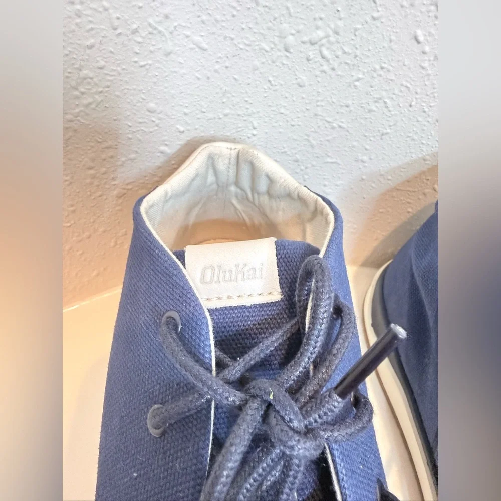 OluKai Papaku Men’s Navy Blue Canvas Chukka Boots Size 10.5 NEW